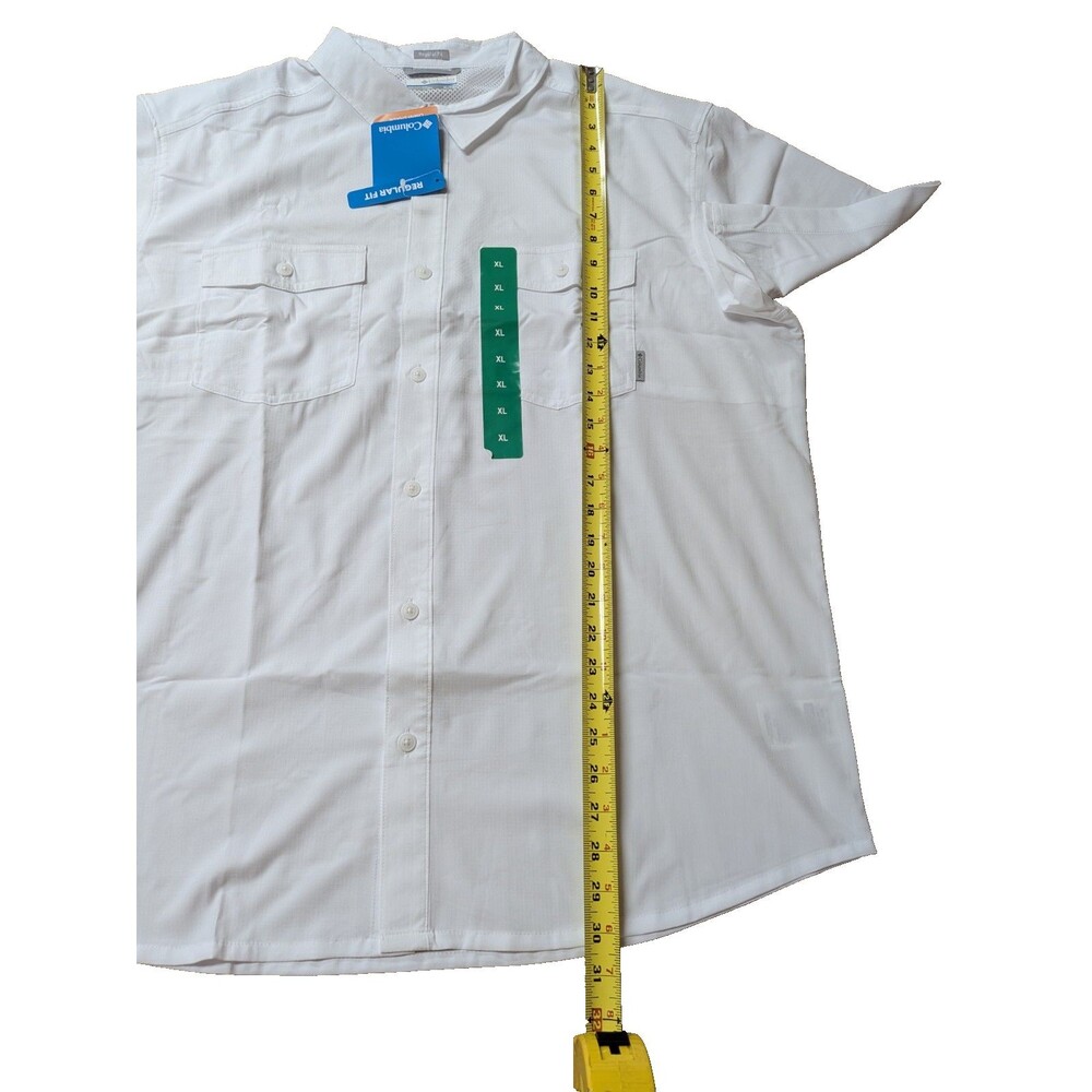 Columbia Men's XL White Fishing Shirt 40 UPF Omni-Shade Omni-Wick Pockets